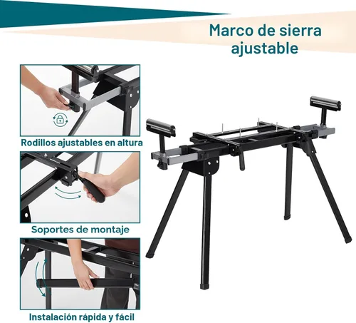 Vista 2 de Soporte para Sierra de Inglete, Mesa Universal para Sierra de Inglete con Capacidad de Carga de 440 LBS, Soportes Plegables Ajustables de 76-4/5