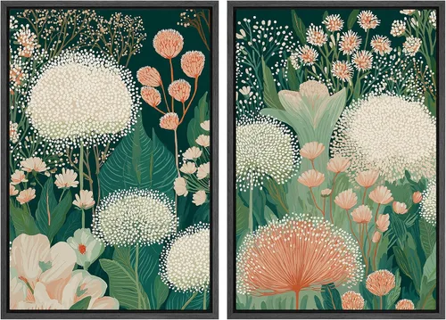 Vista 150 de MUDECOR Lienzo enmarcado para pared, bosque brumoso, reflejos, paisaje tranquilo, ilustraciones modernas, arte decorativo, bohemio, tranquilo/zen