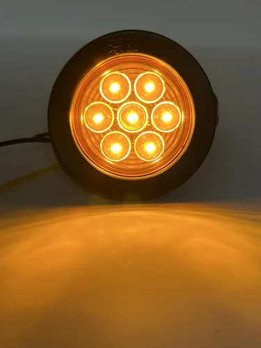 Vista 8 de 10 piezas de luces LED de 2" redondas ámbar para remolque con 7 luces de señalización [DOT FMVSS 108] [SAE P2] [Lente reflectora] [Arandela] 10 ámbar