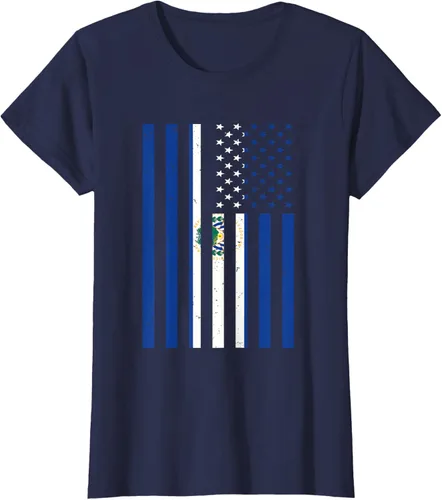 Vista 31 de El Salvador Shirt - El Salvador USA America Flag Men Women T-Shirt