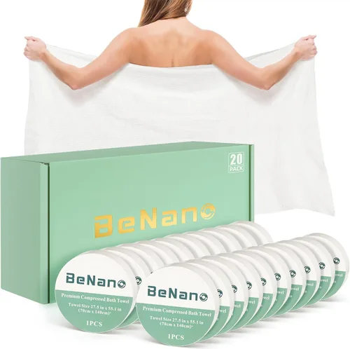 Vista 7 de Benano Premium Pastillas de Toalla Comprimida Desechable Toalla Grande de Baño para Viajes Toalla Reutilizable para Hotel, Camping, Deportes