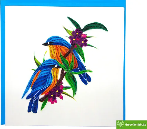 Vista 6 de Bluebirds, tarjeta de felicitación 3D, exclusiva dedicada a mano, tarjeta de felicitación de diseño para cumpleaños, día de San Valentín, día