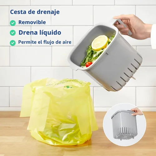 Vista 5 de Blue Ginkgo - Contenedor de compost de cocina, 2.6 L, color gris oscuro
