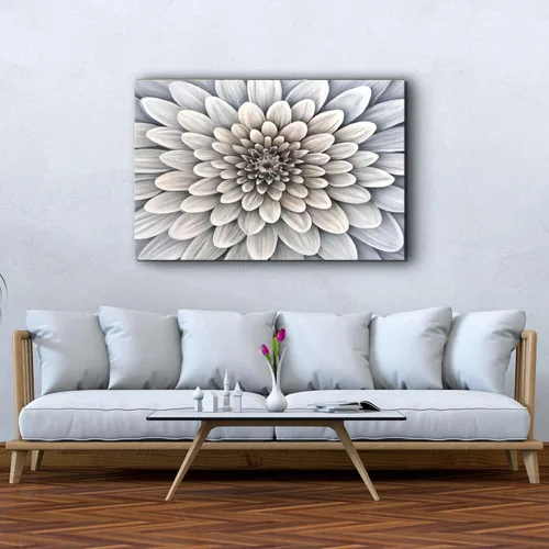 Vista 3 de Startonight Lienzo decorativo para pared, pintura de pétalos blancos macro, flores, decoración, obra de arte para sala de estar, imagen grande