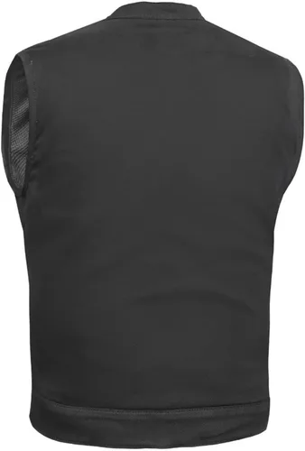 Vista 3 de Daniel Smart Men Denim Vest Scoop Collar Motorcycle Vest for Men with Inside Carry Pockets & Hidden Zipper