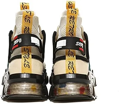 Vista 9 de Zapatos de baloncesto para hombre, zapatillas de deporte altas para correr, senderismo, deportes aéreos, atléticos, caminar, negro, beige, gris
