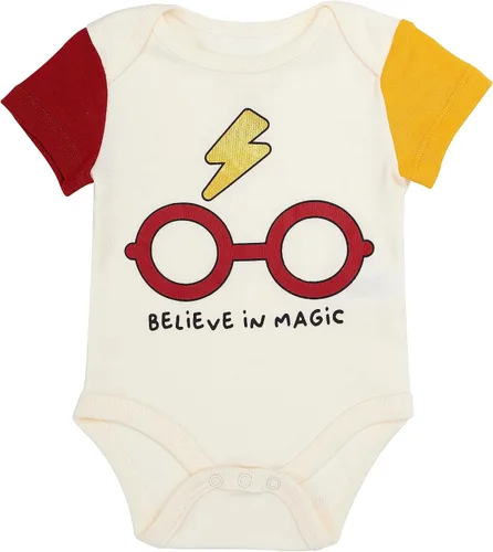 Vista 5 de Harry Potter Paquete múltiple de body de manga corta para bebé, niña o niño (borgoña, 0-3 meses), Borgoña