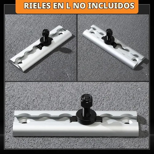 Vista 4 de Therwen 10 Piezas Accesorio de Perno Roscado de Doble Orejeta para Riel en L con Tuerca de Amarre Capacidad 5500 Libras Para Usar con Riel de Pista