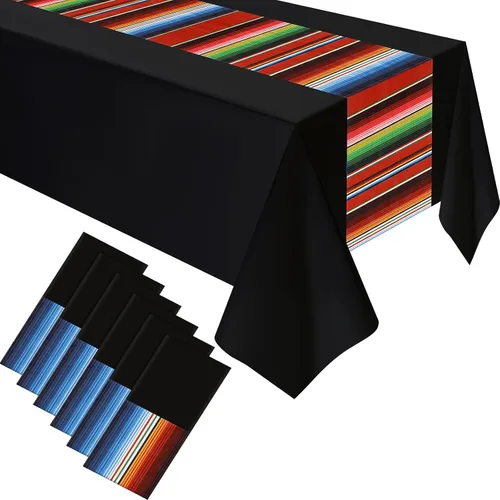 Vista 13 de Hosuly - Mantel para fiesta mexicana, 6 unidades, fondo blanco