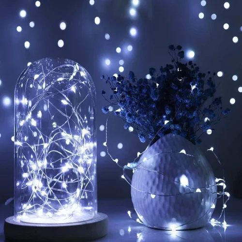 Vista 7 de Paquete de 16 Luces LED de Hadas Operadas con Batería Luces de Cadena de 10 Pies 30 LED Impermeables Luces Centelleantes Luces para Frascos Mason
