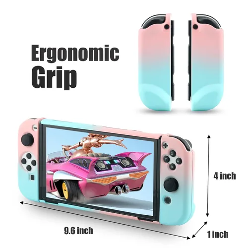 Vista 5 de Switch - Funda protectora OLED protector de funda OLED funda de agarre ergonómica y cómoda para Switch OLED rosado