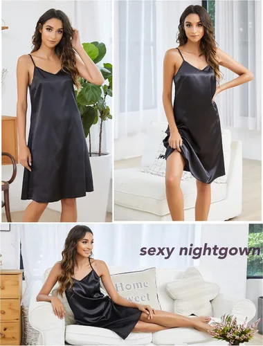 Vista 3 de Avidlove Ropa de dormir sexy para mujer, lencería de satén, camisón