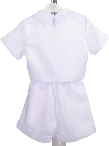 Vista 4 de Lito Angels 4 piezas de manga corta y pantalones de bautismo bautizo con capó