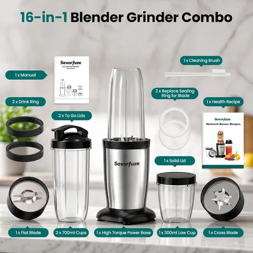 Vista 15 de Smoothie Blender Grinder Combo, Countertop Blender Smoothies and Shakes