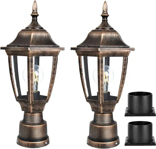 Vista 9 de FUDESY Luces de poste para exteriores, lámpara exterior eléctrica con base de montaje en muelle, bombilla LED incluida, materiales plásticos Bronce