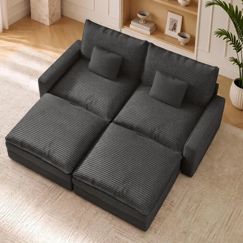 Vista 74 de Sofá seccional modular de 107", sofá de nube en forma de L con otomana Negro