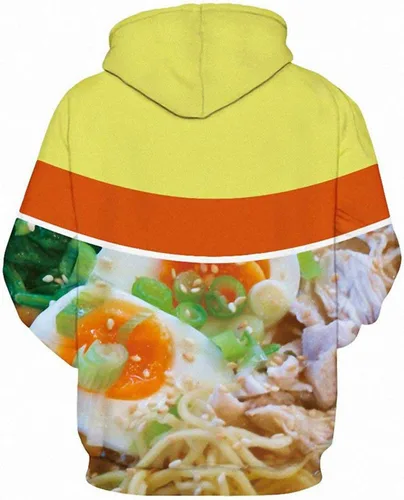 Vista 2 de Keasmto Sudadera con capucha de sopa de fideos de pollo y ramen 3D para hombres y mujeres, algodón lindo