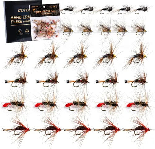 Vista 15 de Goture Fly Fishing Flies Kit,25pcs/30pcs/100pcs Fly Fishing Lures,Dry Flies Wet Flies Streamers Nymphs Flies, Fly Fishing Assortment Kit for Bass
