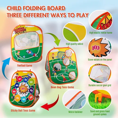 Vista 3 de Sundaymot Juguete de lanzamiento de bolsas de frijol, juguetes de juego de fútbol. Juguetes para niños pequeños para exteriores/interiores