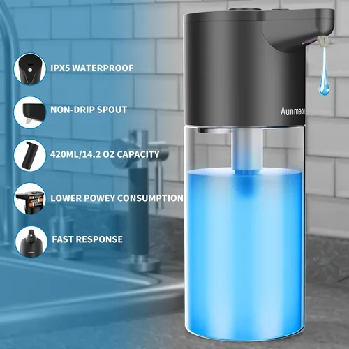 Vista 6 de Dispensador automático de jabón sin contacto, ajuste físico simple, dispensador de jabón de plato de mano de bajo consumo de batería para cocina
