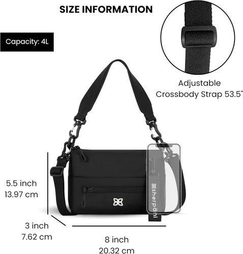 Vista 19 de Sherpani Skye - Bolso cruzado pequeño, de nailon, ligero, para mujer, con protección RFID