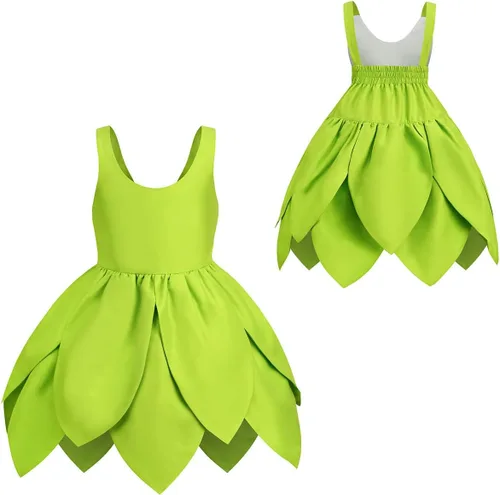 Vista 3 de Disfraz de princesa Tinkerbell para niñas, vestido de hadas del bosque con alas de Halloween, traje para bebé niña