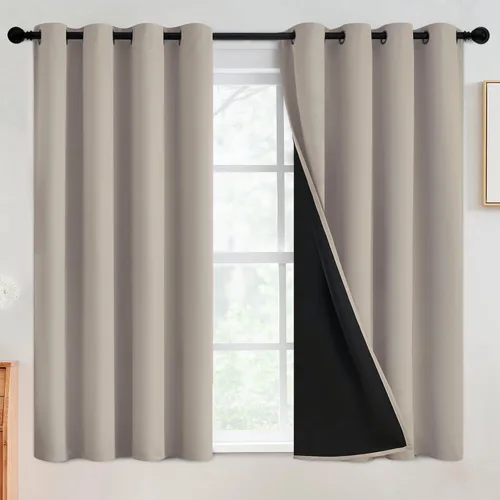 Vista 11 de SimpleHome - Cortinas opacas 100% para recámara, cortinas de ventana con ojales beige, con aislamiento térmico, cortinas de oscurecimiento