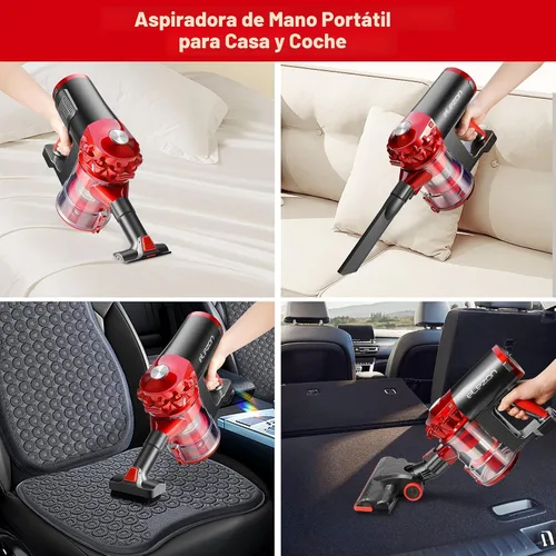 Vista 4 de elezon A200 - Aspiradora inalámbrica con potente succión de 18000Pa, tiempo de funcionamiento de 38 minutos, batería de 2200mAh, filtro HEPA