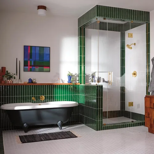 Vista 9 de Moen Align - Kit de molduras de ducha M-CORE serie 3 de oro cepillado con cabezal de ducha ancho y mango de palanca, requiere válvula, UT3292BG