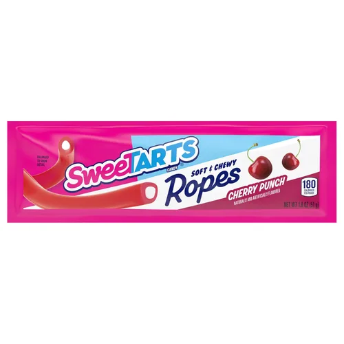 Vista 2 de SweeTARTS Cuerdas suaves y masticables, sabor a ponche de cereza, bolsas de 1.8 onzas (paquete de 24)