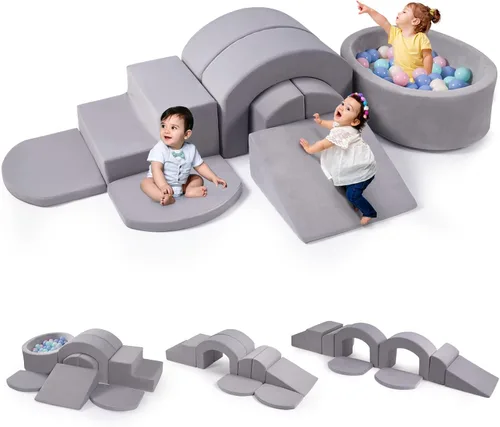 Vista 12 de Rinnebbit Bloques de escalada de espuma para niños pequeños, juego de 5 piezas para escalar túneles y gatear, juego de actividades en interiores