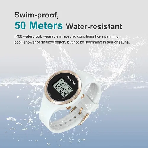 Vista 5 de Reloj de mujer impermeable con alarma, cronógrafo y fecha de día, reloj deportivo de moda blanco con correa de silicona, Blanco, Moderno
