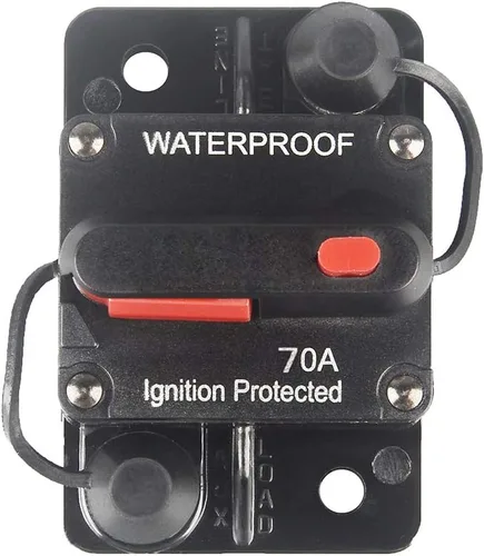 Vista 16 de Interruptor de circuitos manual para audio, 100 A/150 A, con botón, 12 V-24 V, CC, fusible, para sistemas de audio, para lancha, automóvil WA100A