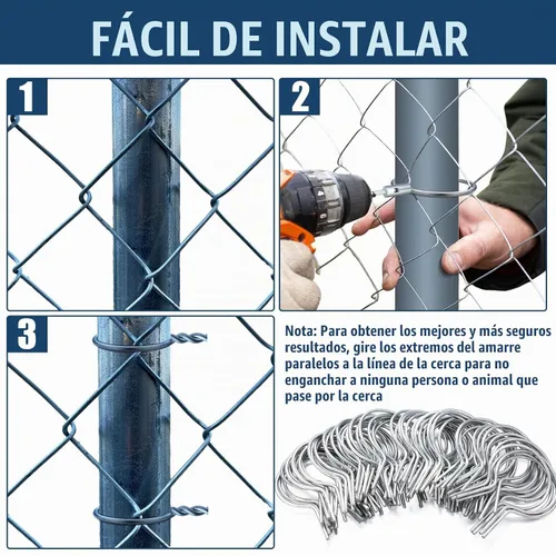 Vista 3 de Hicarer 200 piezas de amarres de cerca giratorios de 2-7/8" DE de acero galvanizado preformado calibre 9 con mandril de taladro herramientas