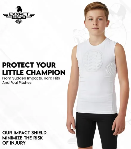 Vista 4 de Exxact Sports Protector de pecho de béisbol juvenil, protector de pecho acolchado para el esternón, protector de pecho de sóftbol y costillas