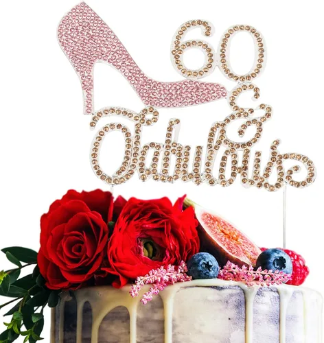 Vista 17 de LINGTEER 30 fabulosos adornos para tartas de cristal con diamantes de imitación de tacón alto, color rosa, perfecto para 30 cumpleaños, aniversario