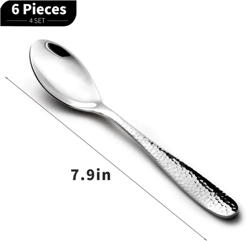 Vista 3 de Juego de 6 cucharas de acero inoxidable 18/10 de alta calidad para cereales, sopa y más, pulido con espejo, apto para lavavajillas