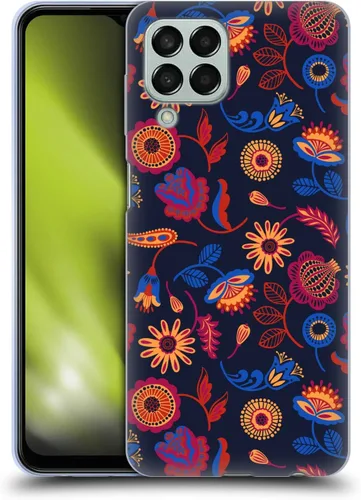 Vista 21 de Head Case Designs Officially Licensed Haroulita Blue Red Ethnic Pattern Gel Case [Military Grade Protection] Compatible with Samsung Galaxy M33
