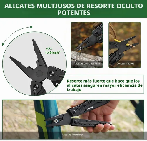 Vista 5 de NEXTOOL Multiherramienta, herramienta multiusos 11 en 1 con pinzas de punta fina, tijeras y puntas de destornillador, navaja multiherramienta