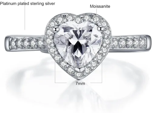 Vista 2 de Atylyk Anillo de compromiso ajustable de moissanita de 1 quilate de plata de ley 925, anillos solitarios para mujer