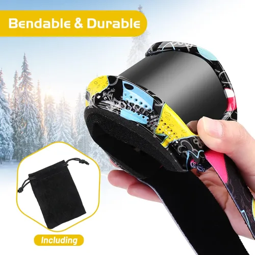 Vista 5 de Gafas de esquí para niños, gafas de snowboard para niños y niñas, jóvenes, OTG gafas de esquí antivaho con correa antideslizante