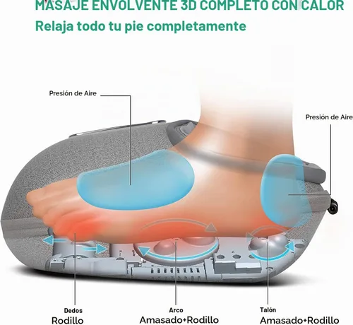 Vista 4 de Medcursor Foot Massager with Heat Shiatsu Deep Kneading, Gray, Up to US 13" Gris