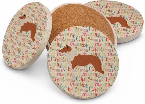 Vista 14 de AIDI Atlas Mountain Dog Merry Christmas - Posavasos grandes de piedra arenisca, paquete de 4
