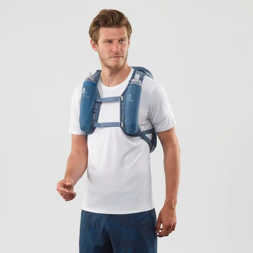 Vista 4 de Salomon Unisex Agile 12 Set, Hydration & Storage Vest with 500ml Flasks Included Azul Copen / DENIM OSCURO