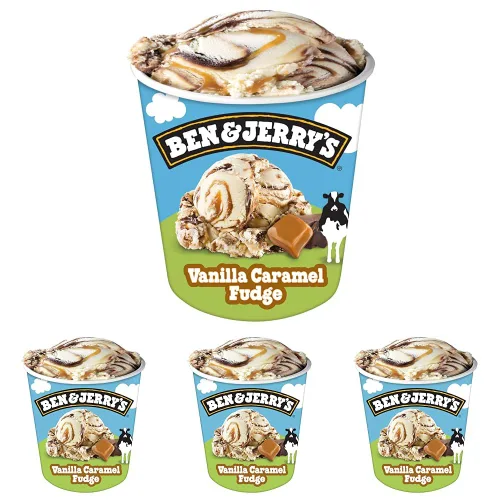 Vista 10 de Helado Ben & Jerry's de vainilla con caramelo y fudge, pinta sin OMG, 16 onzas