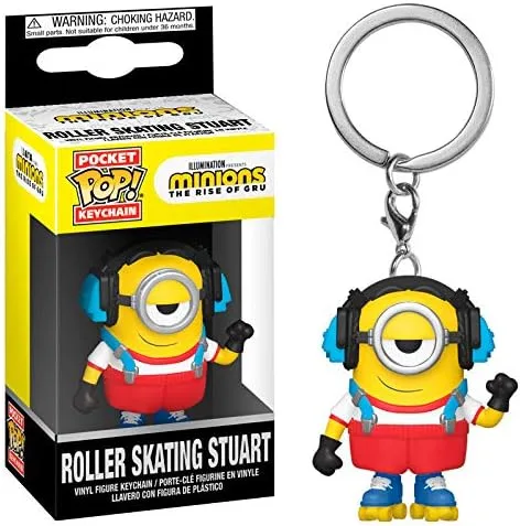 Vista 3 de Funko Pop! Llavero Minions The Rise of Gru - Stuart de patinaje sobre ruedas, multicolor
