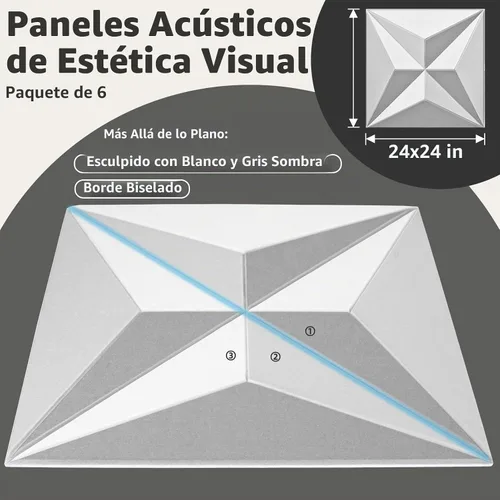 Vista 2 de Art3dwallpanels Paneles acústicos de 24 x 24 pulgadas, paquete de 6 paneles de pared insonorizados que amortiguan el sonido, paneles absorbentes