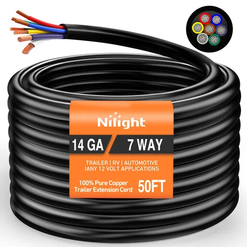 Vista 21 de Nilight - 50048R Caja de Conexiones Eléctrica de 7 Vías para Remolque, Conector de Cable para Remolque de 7 Terminales, Caja de Conexiones