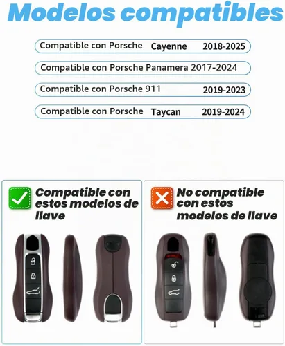 Vista 7 de Funda para llaves Porsche Panamera 911, llavero de protección de llave de coche para Porsche Cayenne Taycan Gris