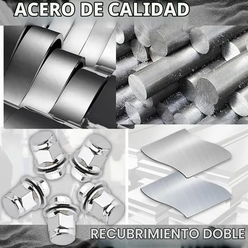 Vista 4 de Pernos de llanta M12x1.25 con base plana mag, 20 piezas de 13/16 pulgadas, hexagonales, 1.46 x 1.18, cromadas